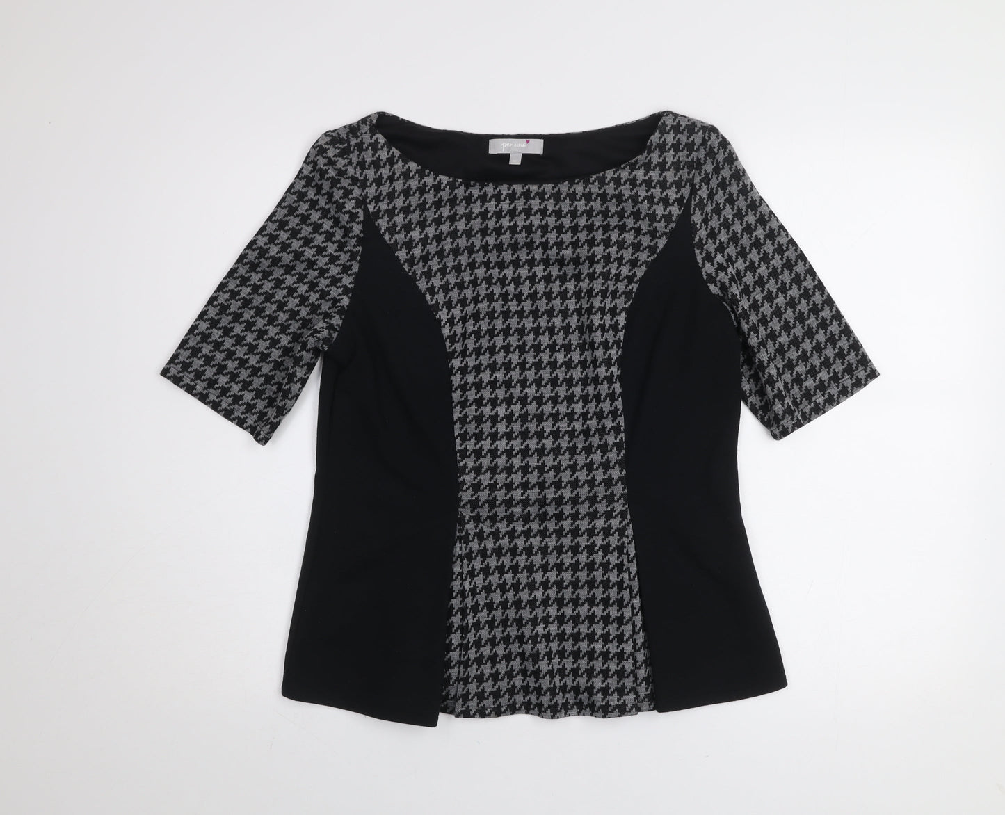 Marks and Spencer Per Una Women's Grey Houndstooth Blouse Size 14
