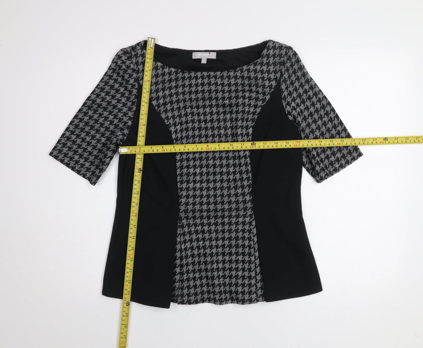Marks and Spencer Per Una Women's Grey Houndstooth Blouse Size 14