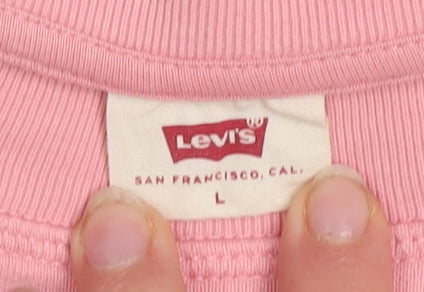Levi's Women's Pink Logo Pullover Sweatshirt L Cotton Blend