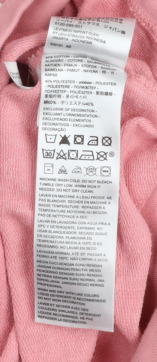Levi's Women's Pink Logo Pullover Sweatshirt L Cotton Blend
