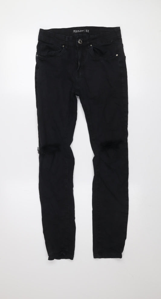 Maxtre Men's Black Slim Fit Distressed Skinny Jeans Size 28