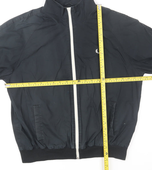 Fred Perry Men's Black Bomber Jacket M Cotton Nylon Full Zip