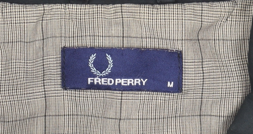Fred Perry Men's Black Bomber Jacket M Cotton Nylon Full Zip