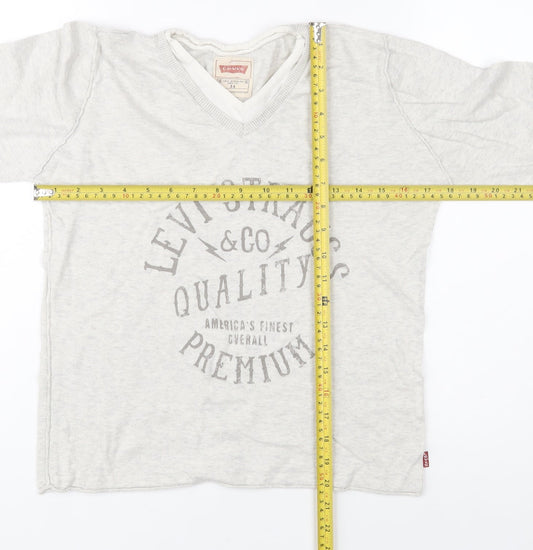 Levi’s Boys Grey Long Sleeve Graphic Cotton V-Neck T-Shirt 14 Years