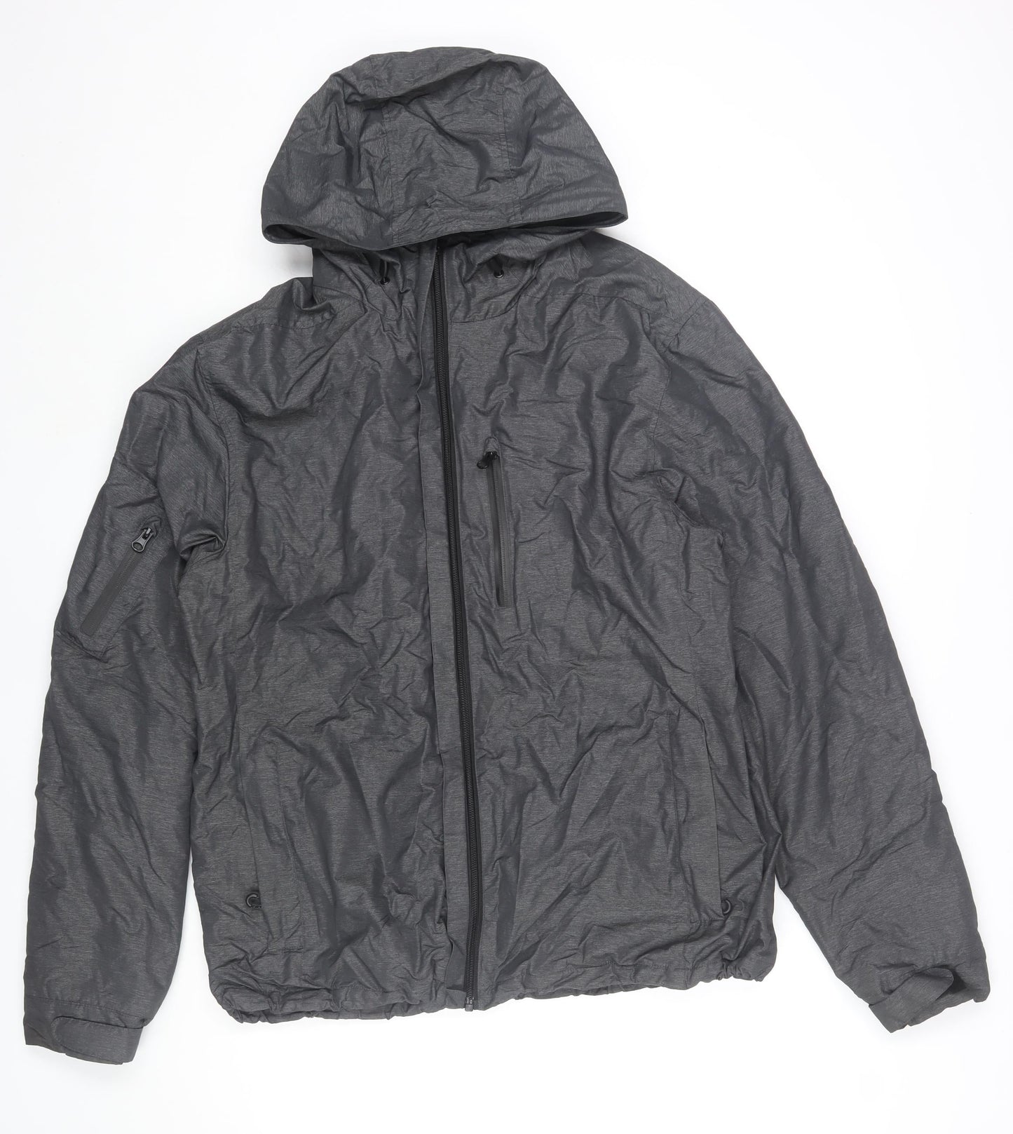 Tu Men's Grey Hooded Windbreaker Jacket L 42in Water Resistant