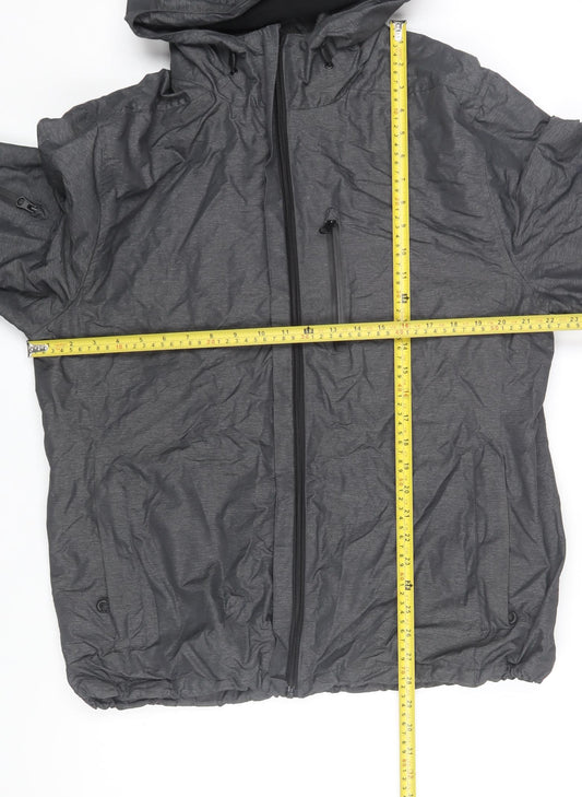 Tu Men's Grey Hooded Windbreaker Jacket L 42in Water Resistant