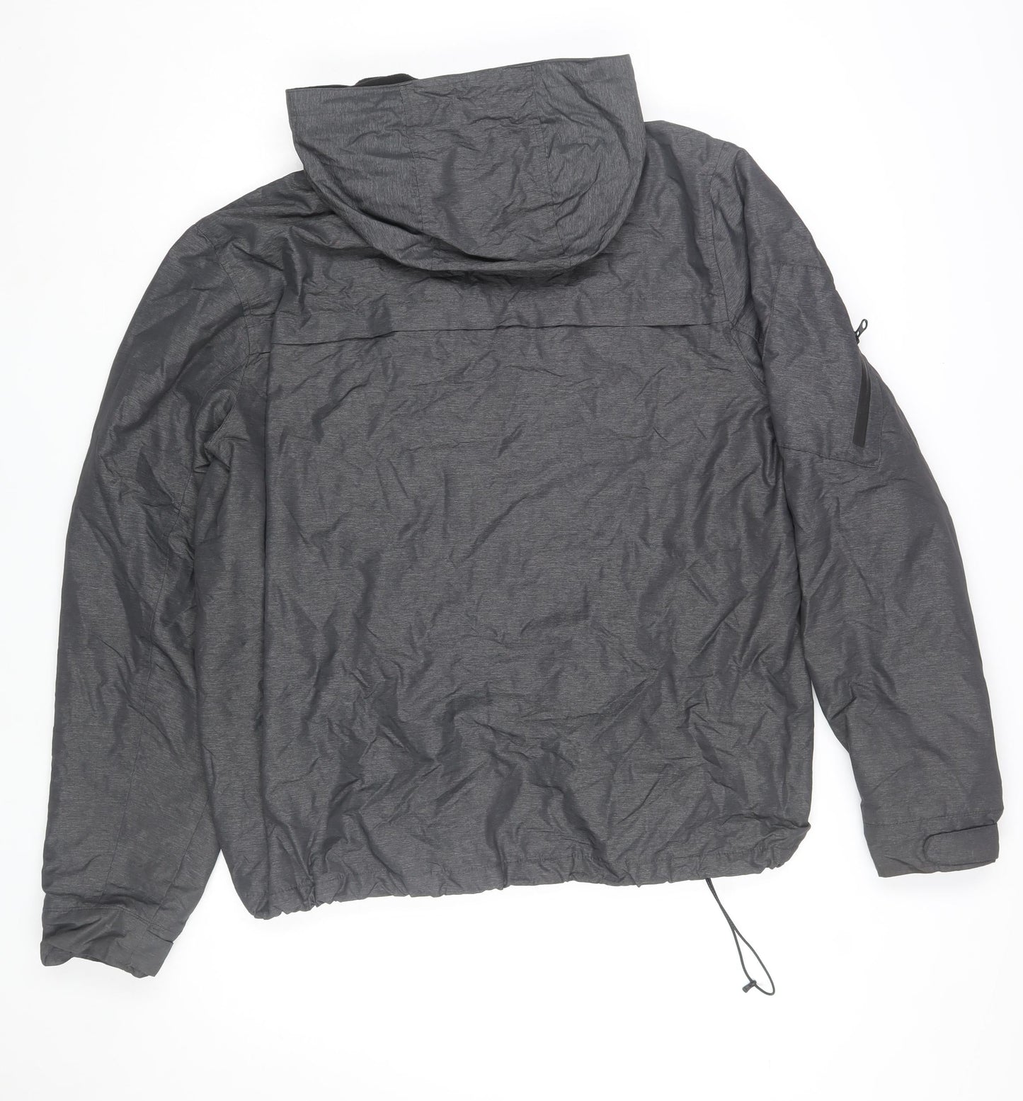 Tu Men's Grey Hooded Windbreaker Jacket L 42in Water Resistant
