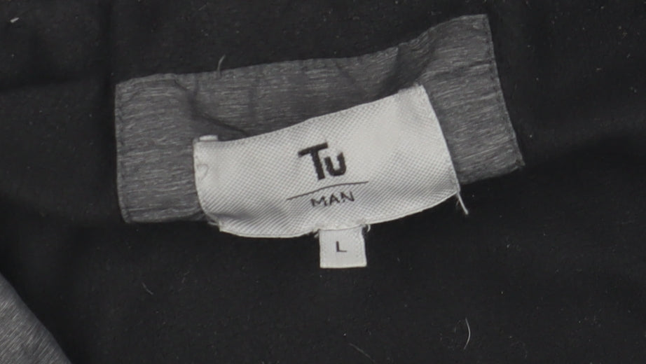 Tu Men's Grey Hooded Windbreaker Jacket L 42in Water Resistant