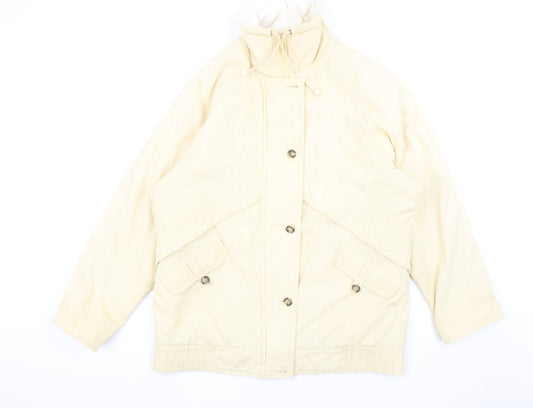 Telemac Women's Beige Size 12 Windbreaker Jacket with Zip & Buttons