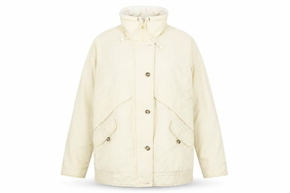 Telemac Women's Beige Size 12 Windbreaker Jacket with Zip & Buttons