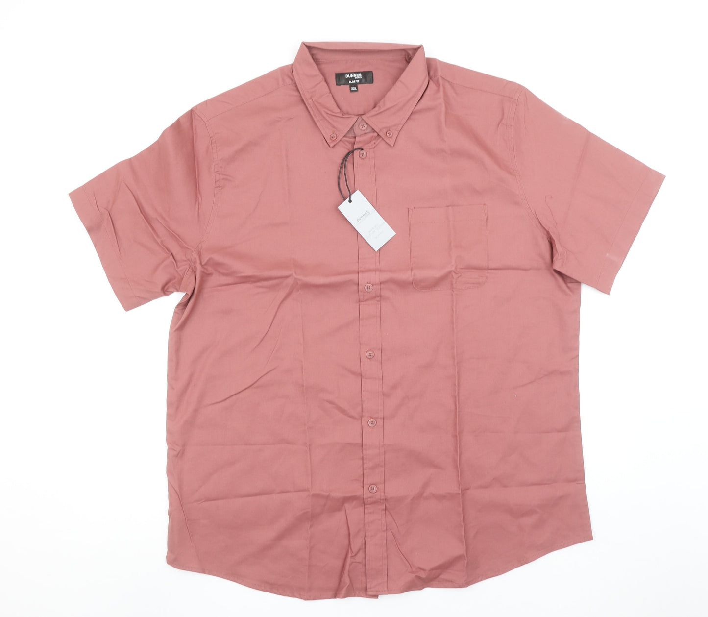 Dunnes Stores Men's Red Slim Fit Short Sleeve Button-Up Shirt XXL