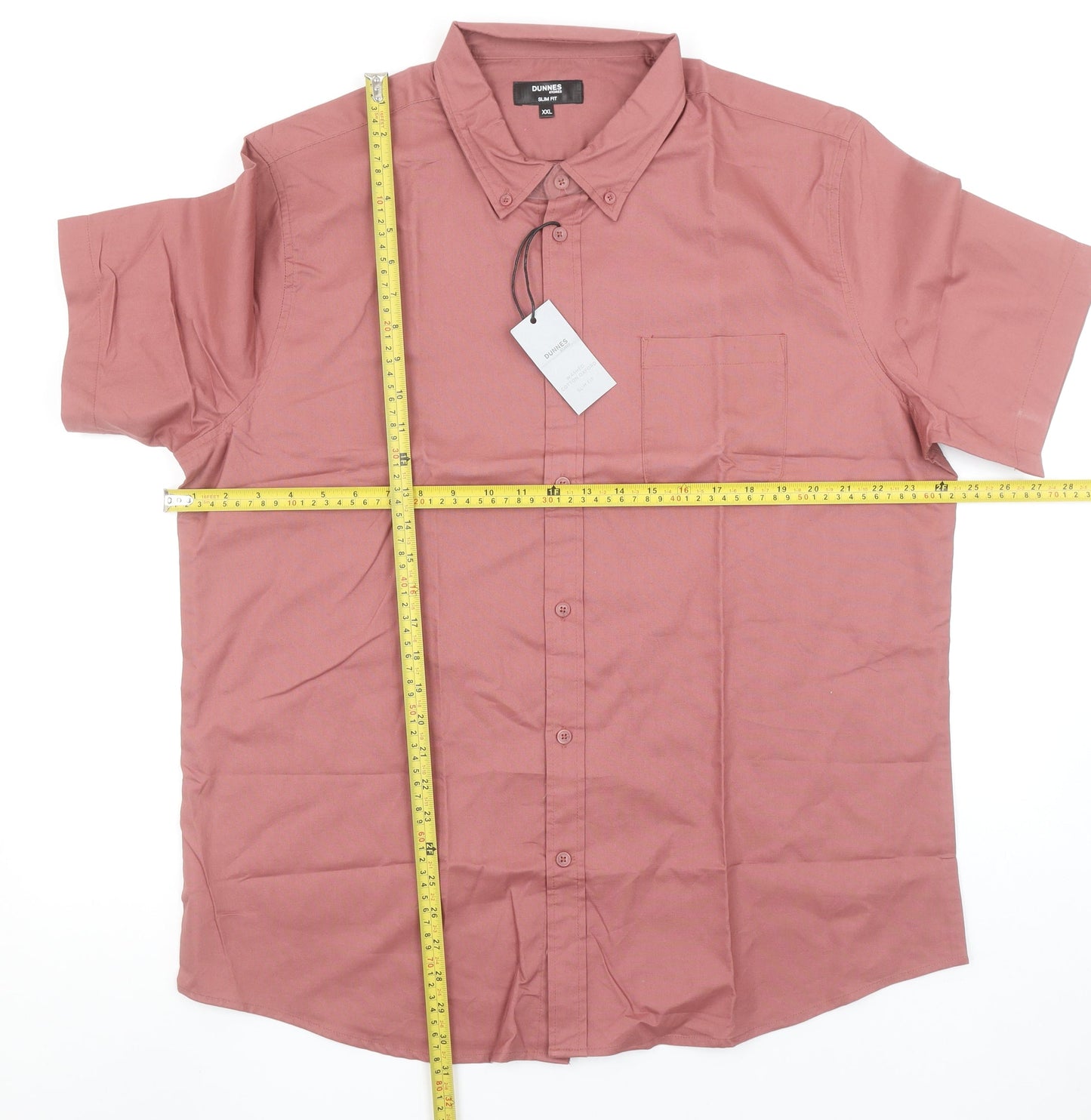 Dunnes Stores Men's Red Slim Fit Short Sleeve Button-Up Shirt XXL