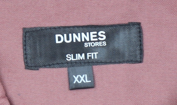 Dunnes Stores Men's Red Slim Fit Short Sleeve Button-Up Shirt XXL