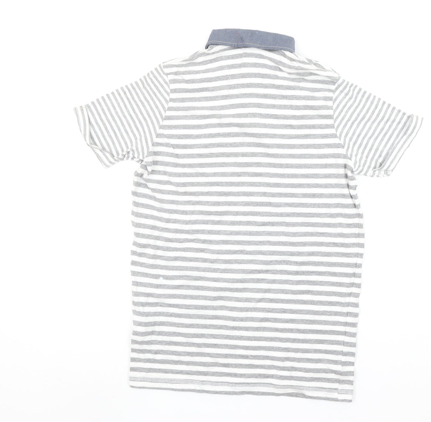 Industrialize Men's Grey Striped Button Collar Polo Shirt XS