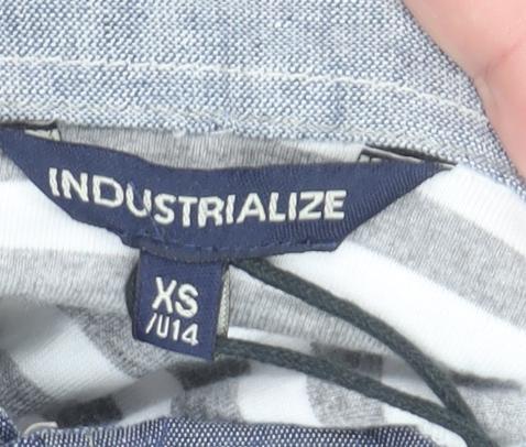 Industrialize Men's Grey Striped Button Collar Polo Shirt XS
