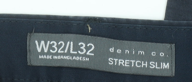 Denim Co Mens Navy Blue Slim Fit Chino Trousers W32 L32