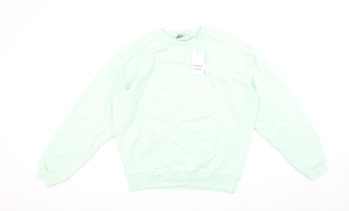 Catwalk Junkie Womens Mint Green Size 10 Always Late Sweatshirt