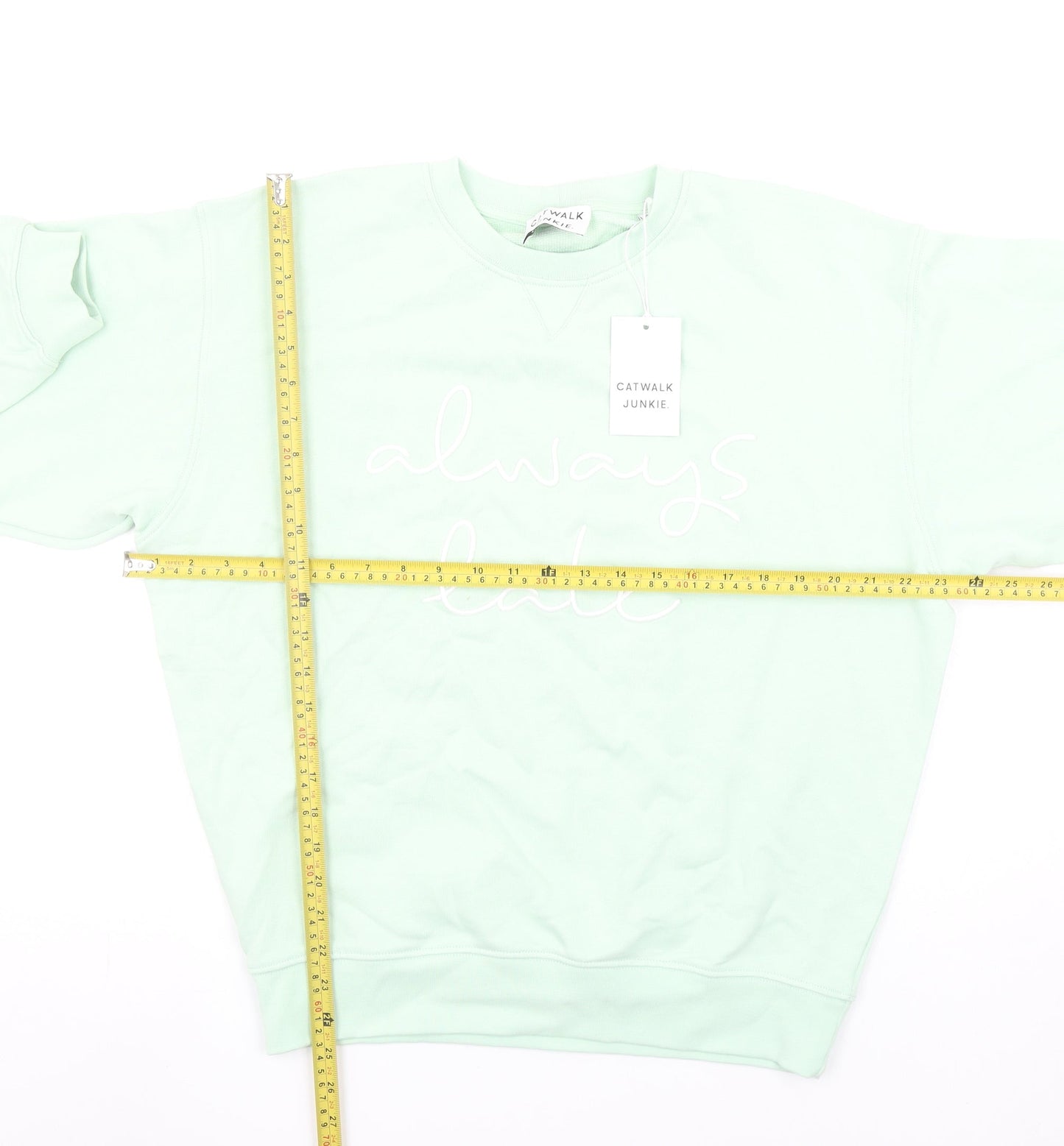 Catwalk Junkie Womens Mint Green Size 10 Always Late Sweatshirt