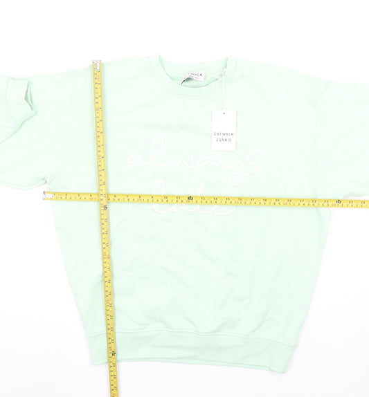 Catwalk Junkie Womens Mint Green Size 10 Always Late Sweatshirt