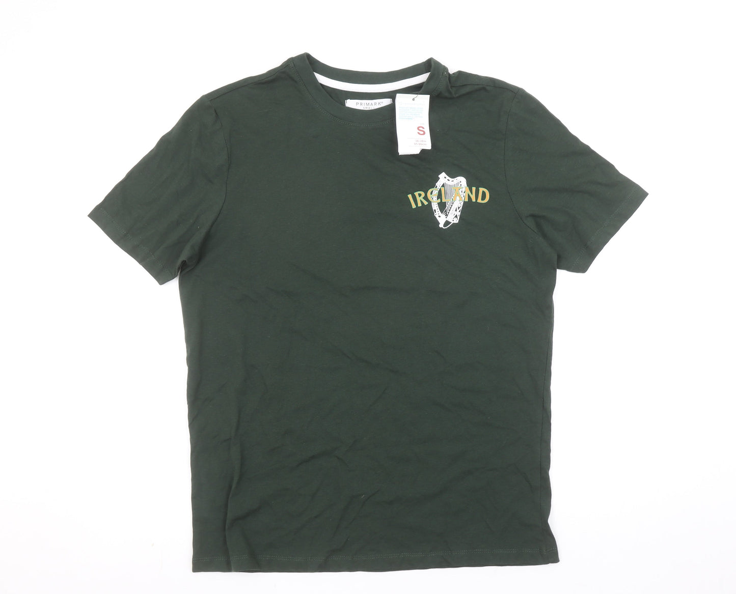 Primark Men's Green Ireland Graphic Regular Fit Cotton T-Shirt Size S