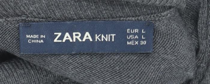ZARA Women Grey Roll Neck Knit Jumper Size 14 Long Sleeve
