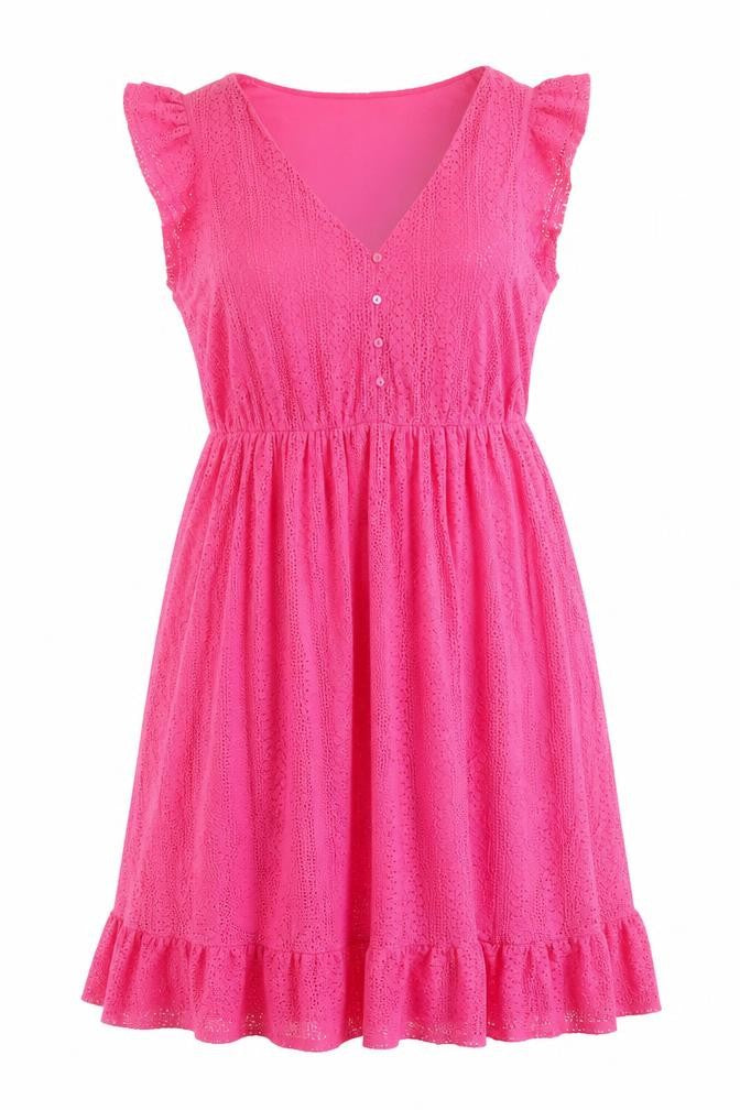 Front view of Dunnes Women’s Pink A-Line Sleeveless Knee Length Dress, size UK 16-18
