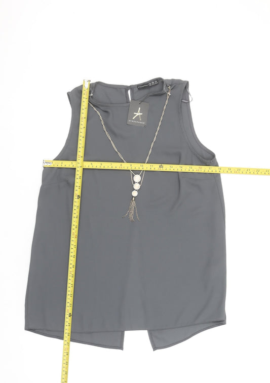 Atmosphere Women's Grey Chiffon Sleeveless Blouse Size 12
