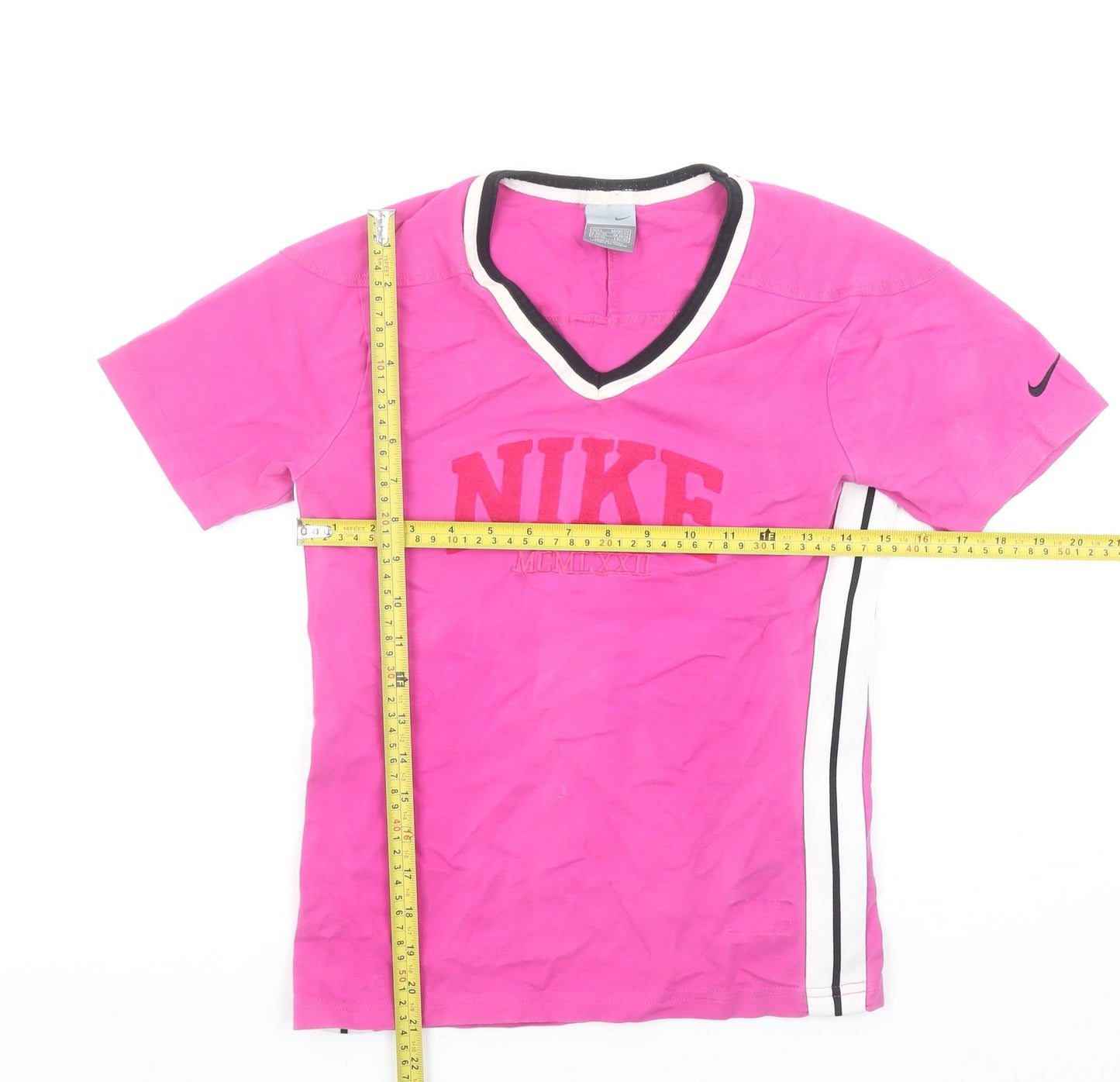 Nike Women's Pink V-Neck Active T-Shirt Size L Sports Top