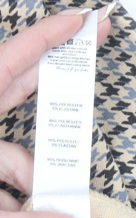 New Look Women's Beige Check Pencil Skirt Size 10 Stretch Workwear