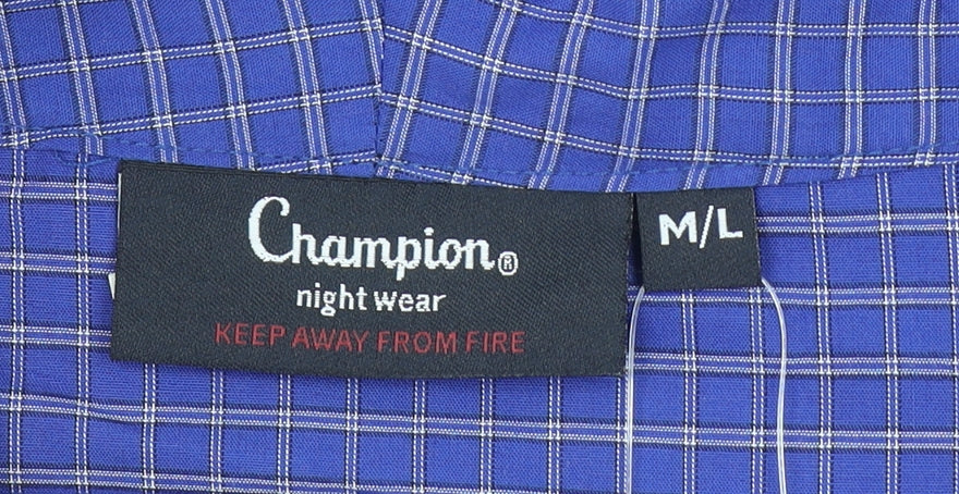 Champion Men's Blue Check Belted Lightweight Robe L