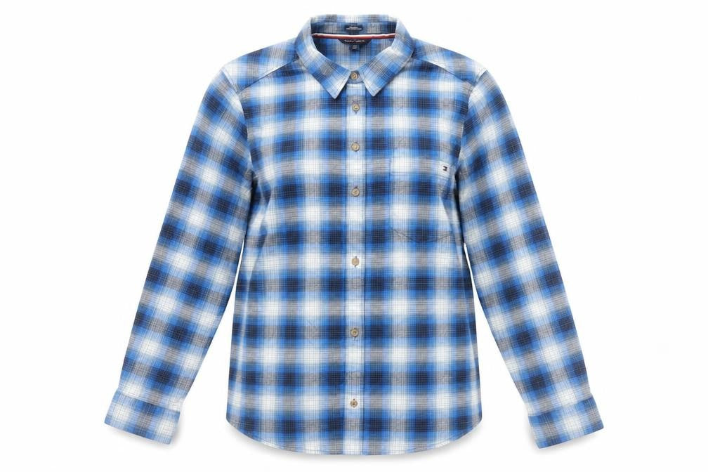 Womens UK Size L Tommy Hilfiger Blue Cotton Blend Button-Up