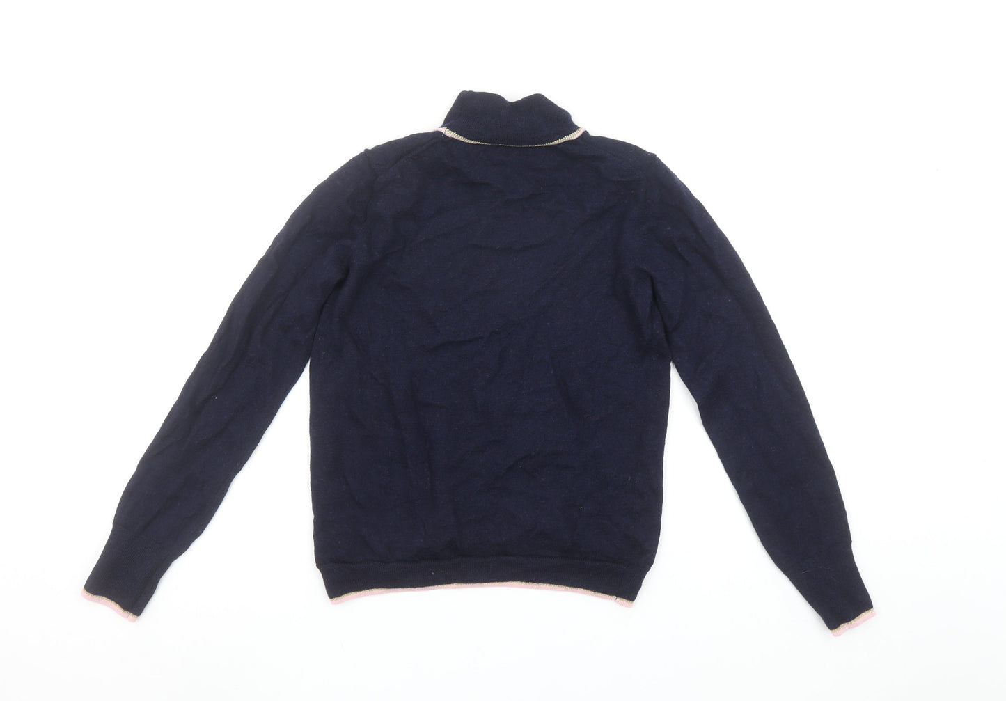 Cath Kidston Womens Navy Blue Roll Neck Wool Jumper Size S