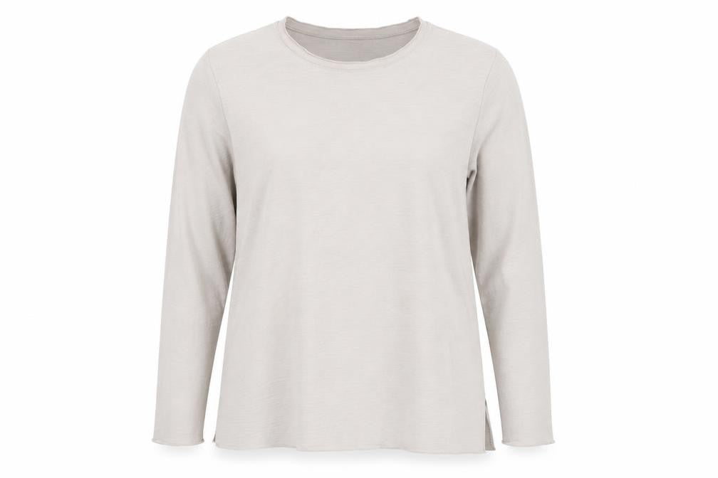 Zara Womens Beige Basic Long Sleeve Cotton T-Shirt XL