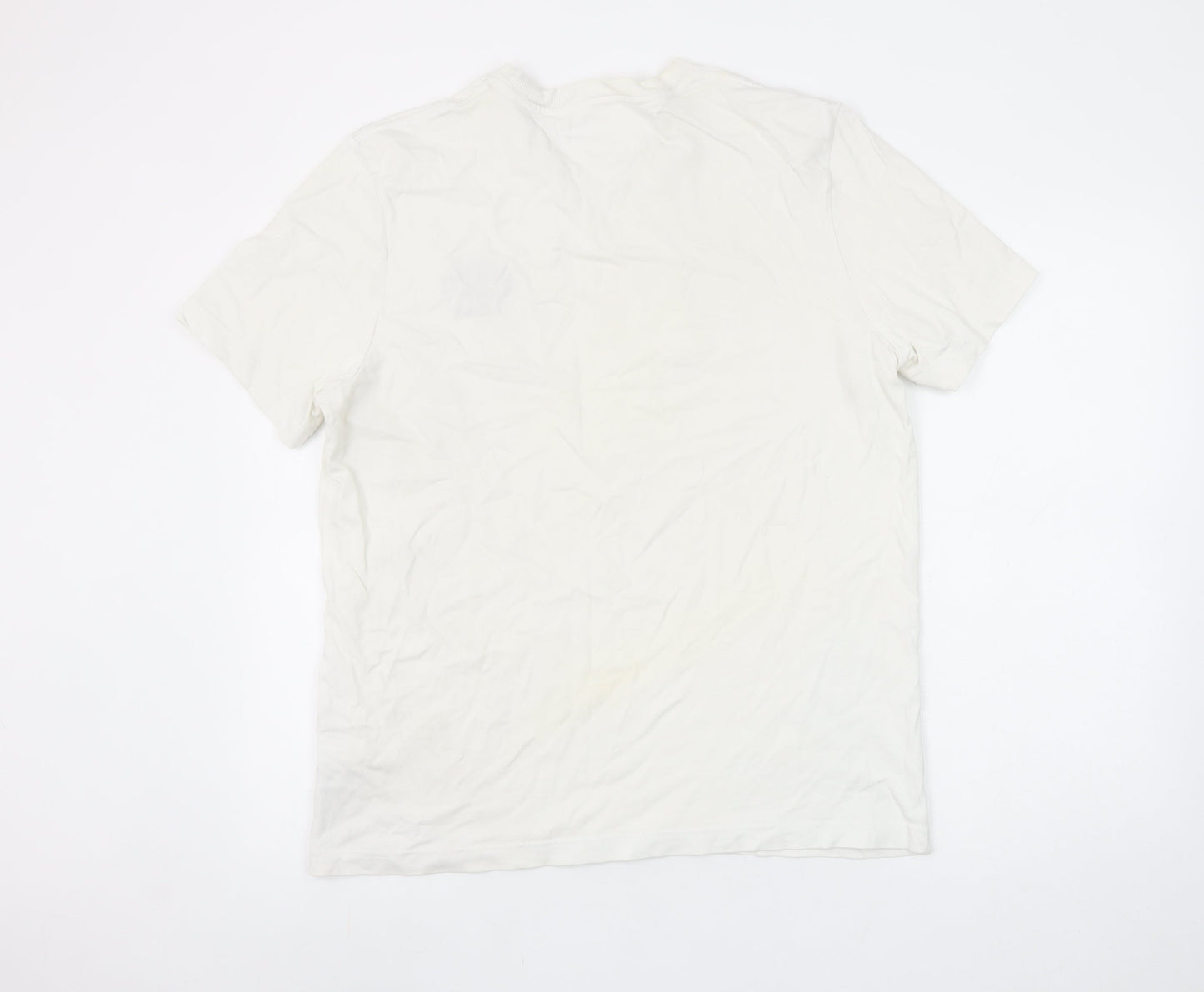 Tommy Hilfiger Men's White Cotton Regular Fit Logo T-Shirt L