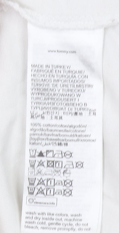 Tommy Hilfiger Men's White Cotton Regular Fit Logo T-Shirt L