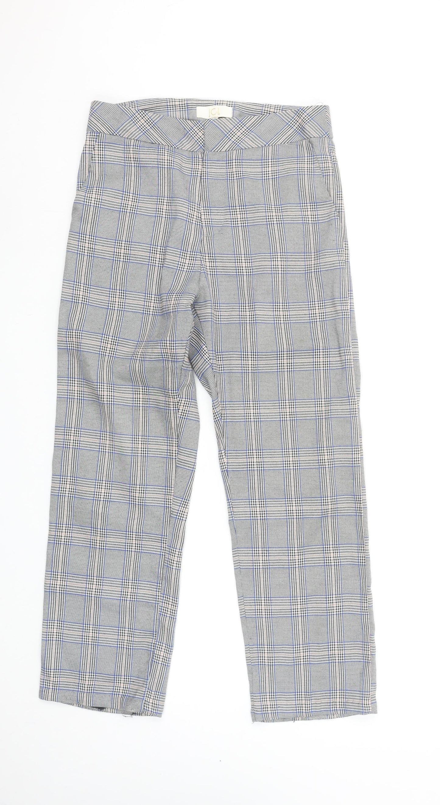 JCL Women’s Grey Check Straight Leg Trousers Size S