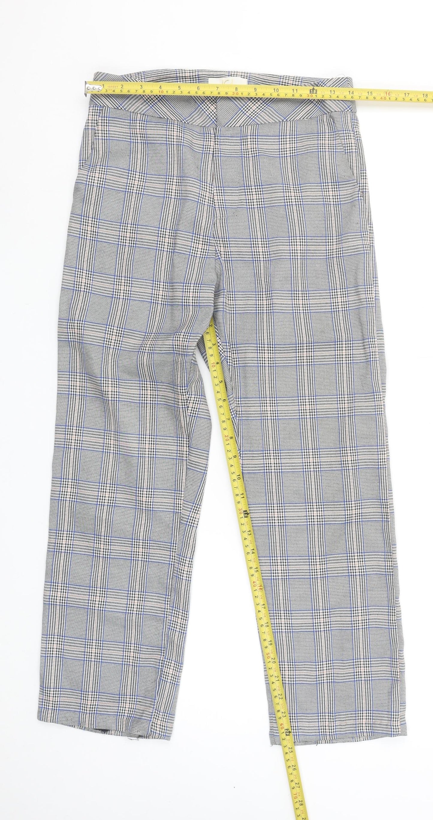 JCL Women’s Grey Check Straight Leg Trousers Size S