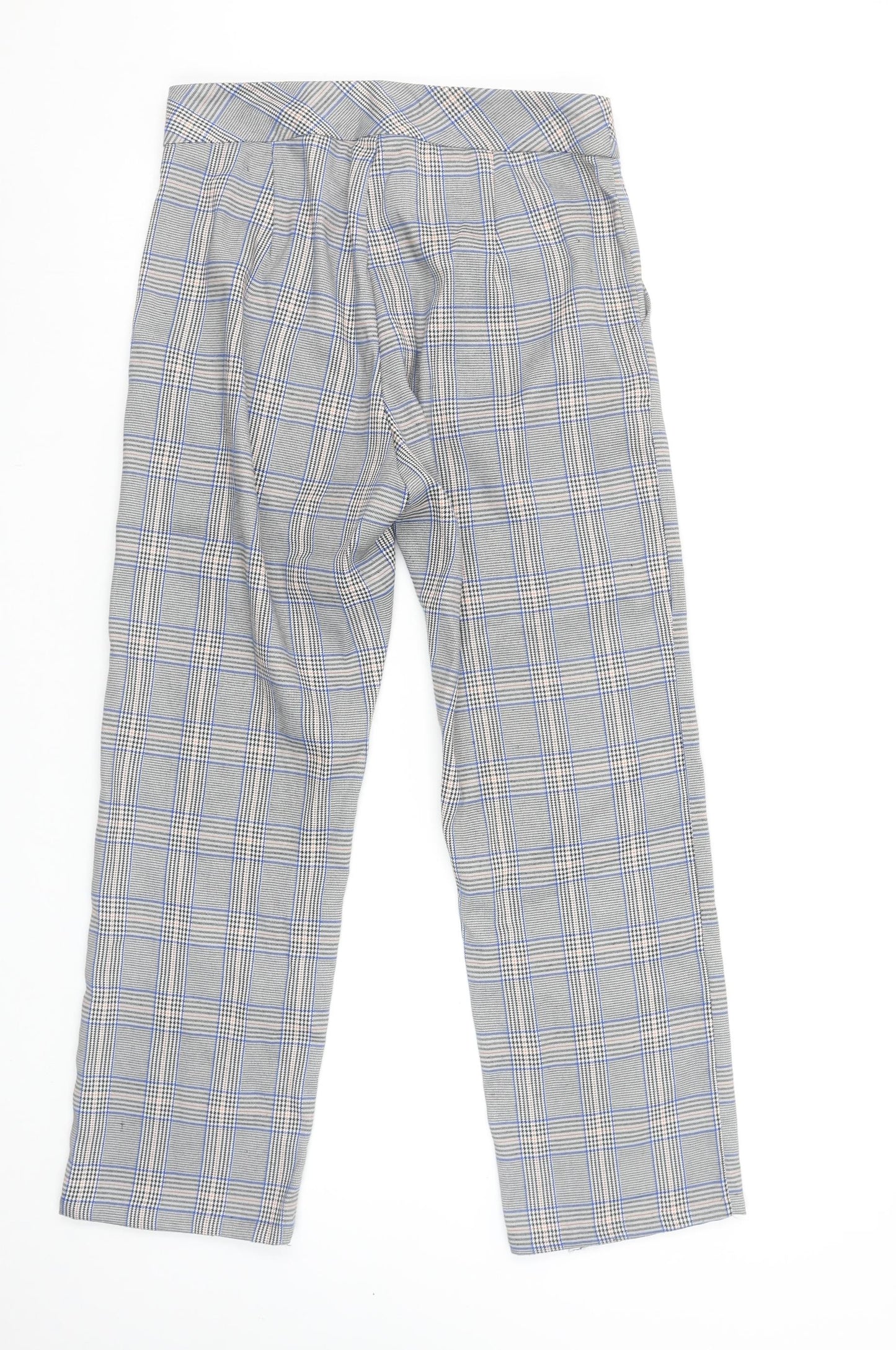 JCL Women’s Grey Check Straight Leg Trousers Size S