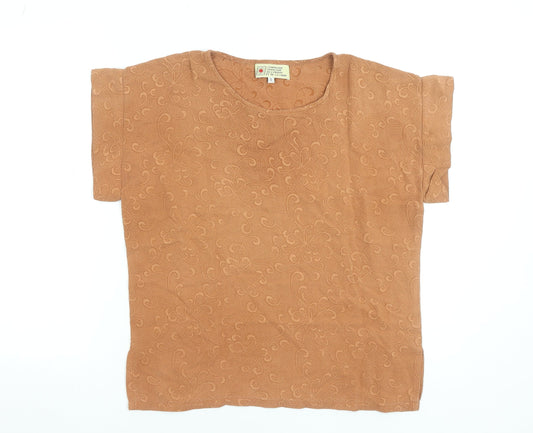 Compagnie Française Brown Floral Cotton Women's T-Shirt S
