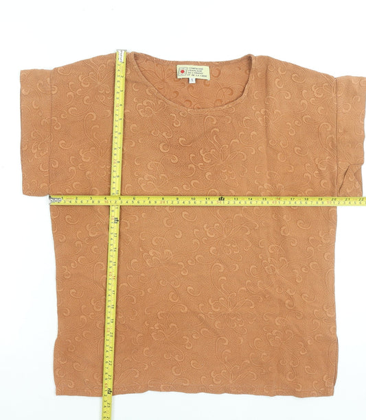 Compagnie Française Brown Floral Cotton Women's T-Shirt S