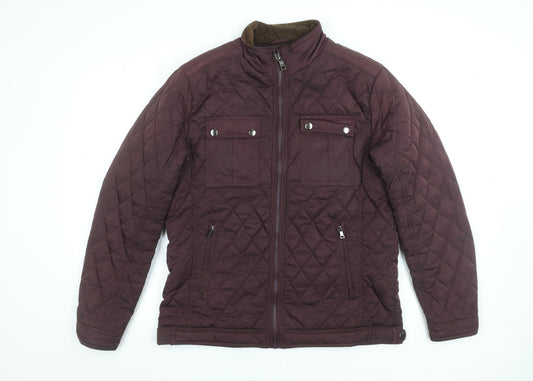 St. Bernard Men's Brown Quilted Polyester Mid-Length Jacket L