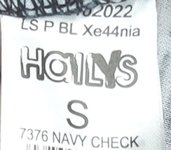 Hailys Women's Navy Check Button-Up Shirt Long Sleeve Size S