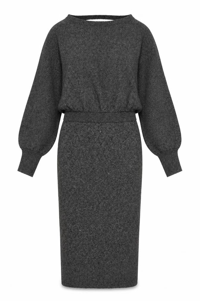 M Lounge Women’s Grey Knit V-Neck Bodycon Midi Dress Size S
