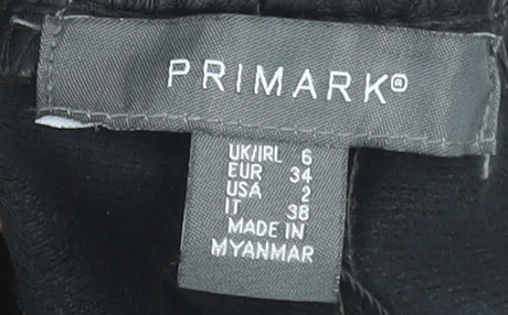 Primark Women Black Size 6 Paperbag Faux Leather Shorts