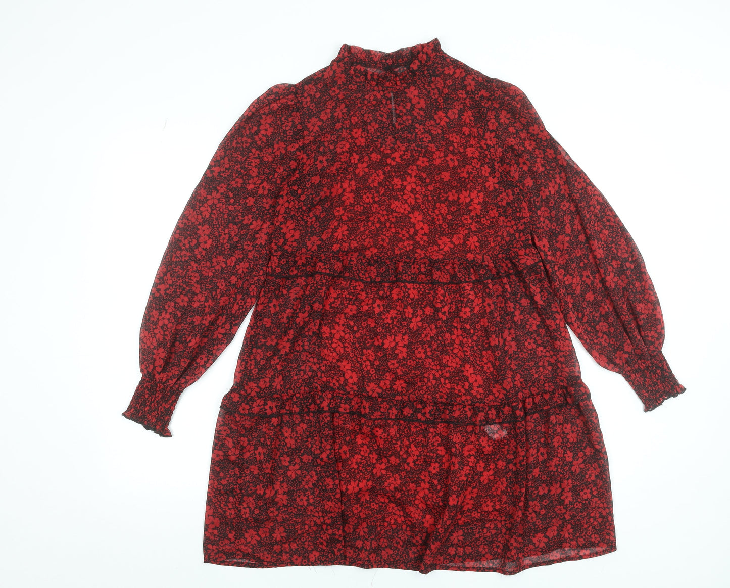 New Look Women's Red Floral Smock Mini Dress Size 8