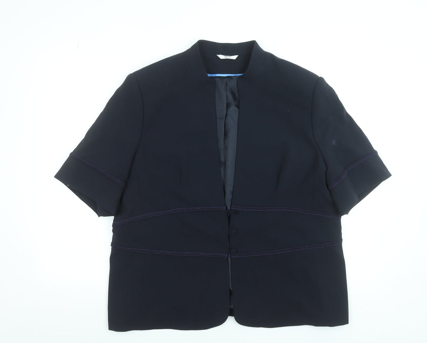 Klass Collection Women's Black Size 22 Short Sleeve Collarless Blazer