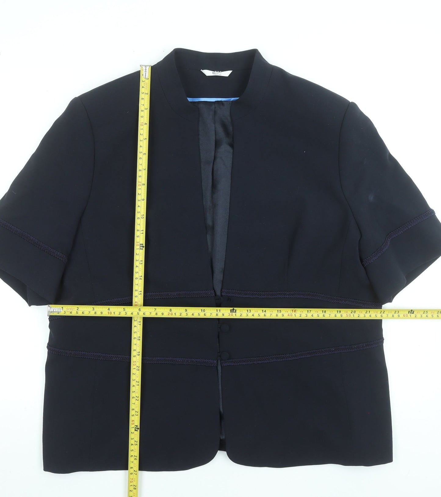 Klass Collection Women's Black Size 22 Short Sleeve Collarless Blazer
