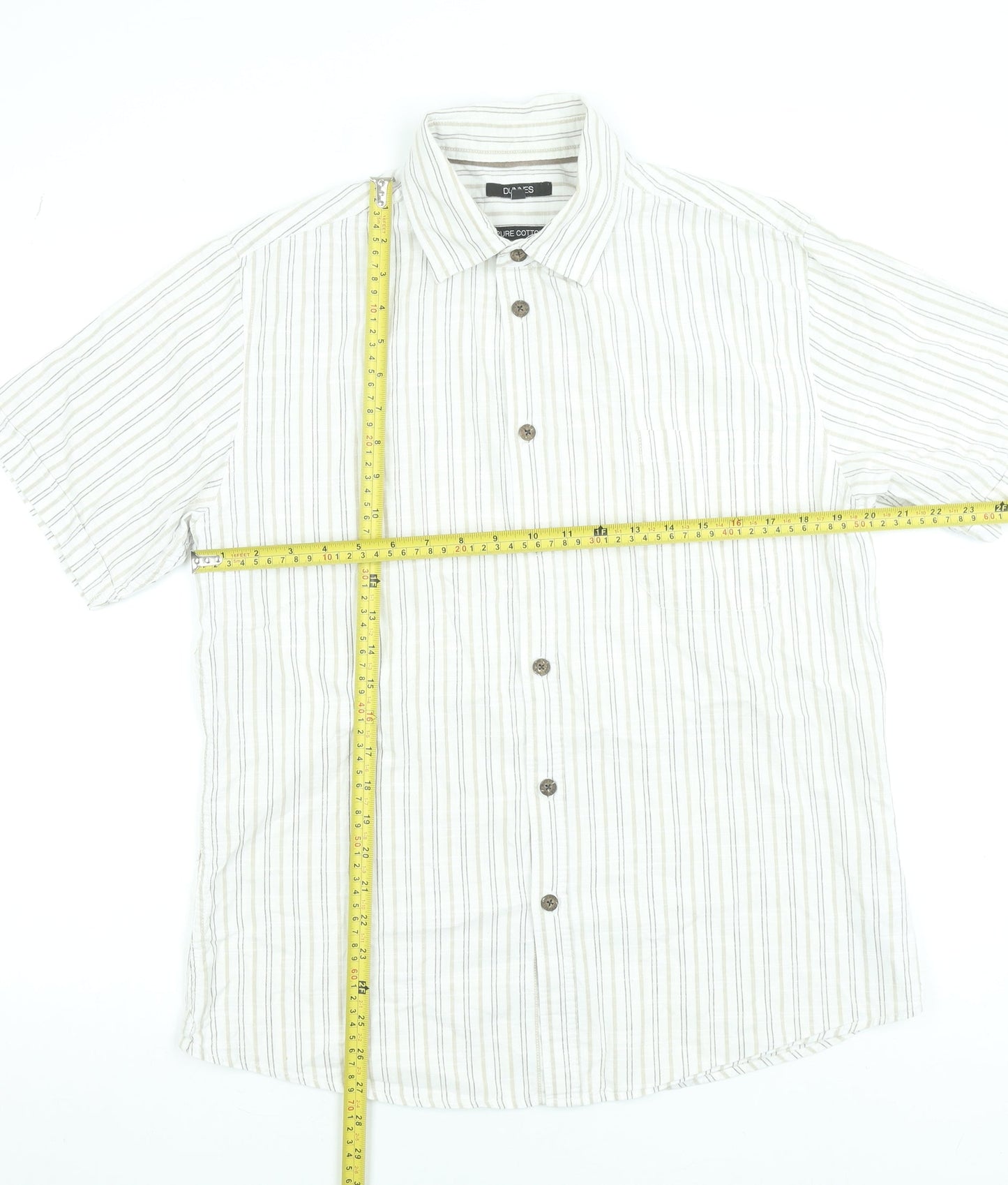 St Bernard for Dunnes Men’s Beige Striped Cotton Short Sleeve Shirt L
