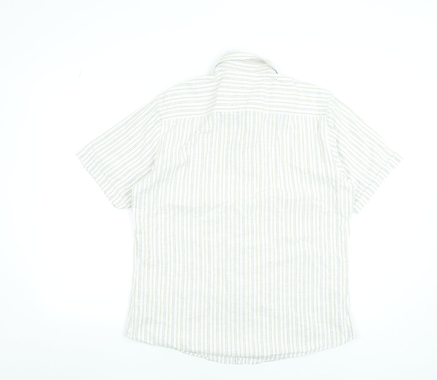 St Bernard for Dunnes Men’s Beige Striped Cotton Short Sleeve Shirt L