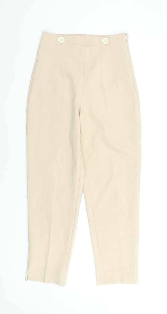 ZARA Women’s Beige High Waist Chino Trousers Size S